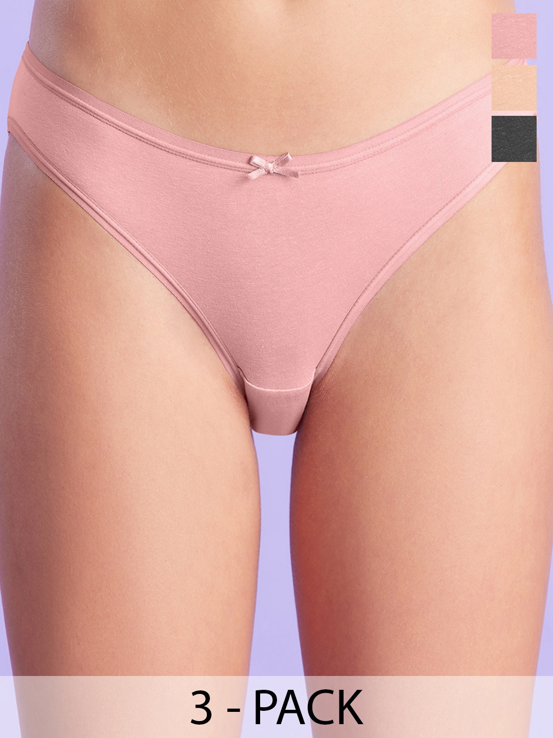 

Nykd Pack Of 3 Anti-odor Bikini Briefs NYP030_Foxglove, black, mahogany