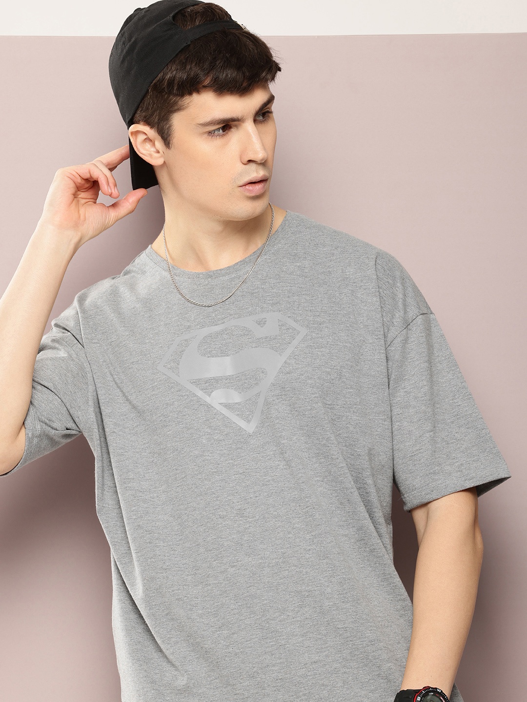 

Kook N Keech Superman Men Superman Printed Oversized T-shirt, Grey