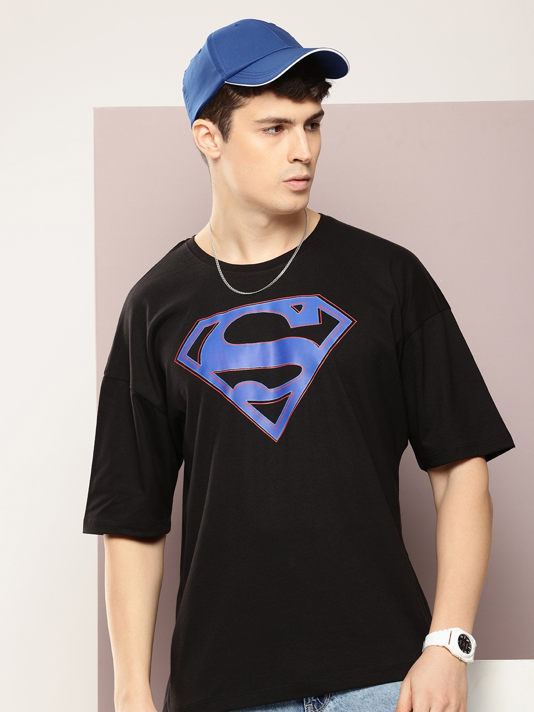 

Kook N Keech Superman Men Superman Printed Oversized T-shirt, Black