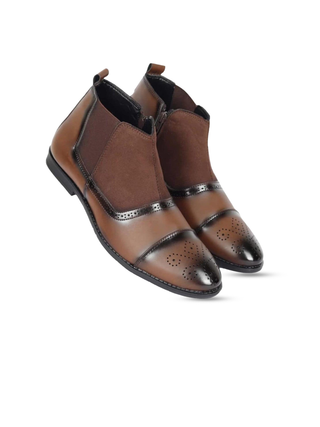 

K Footlance Men Zipper Detail Mid Top Regular Boots, Brown