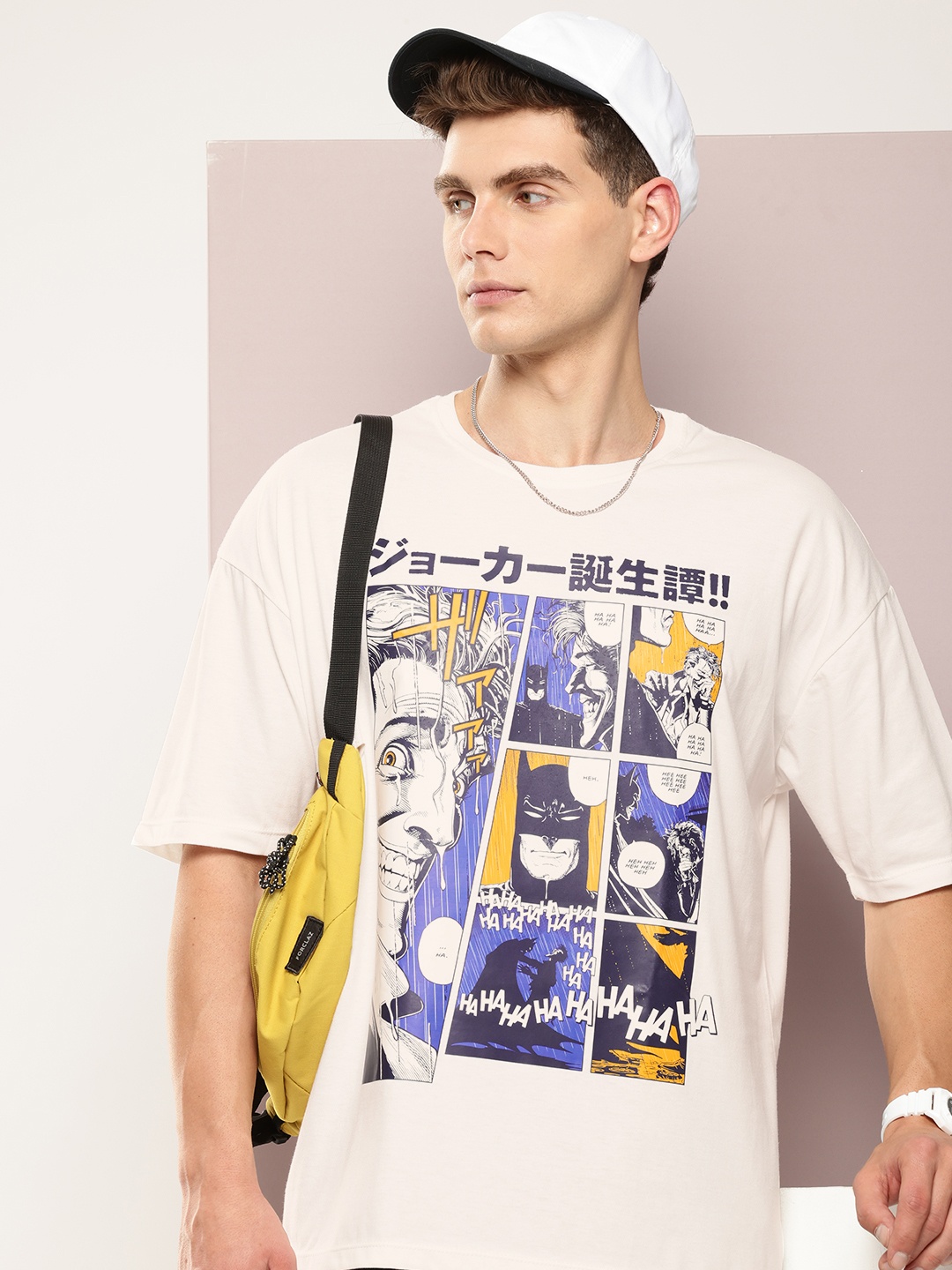 Kook N Keech Batman Men Batman Printed Oversized T-shirt, Off white