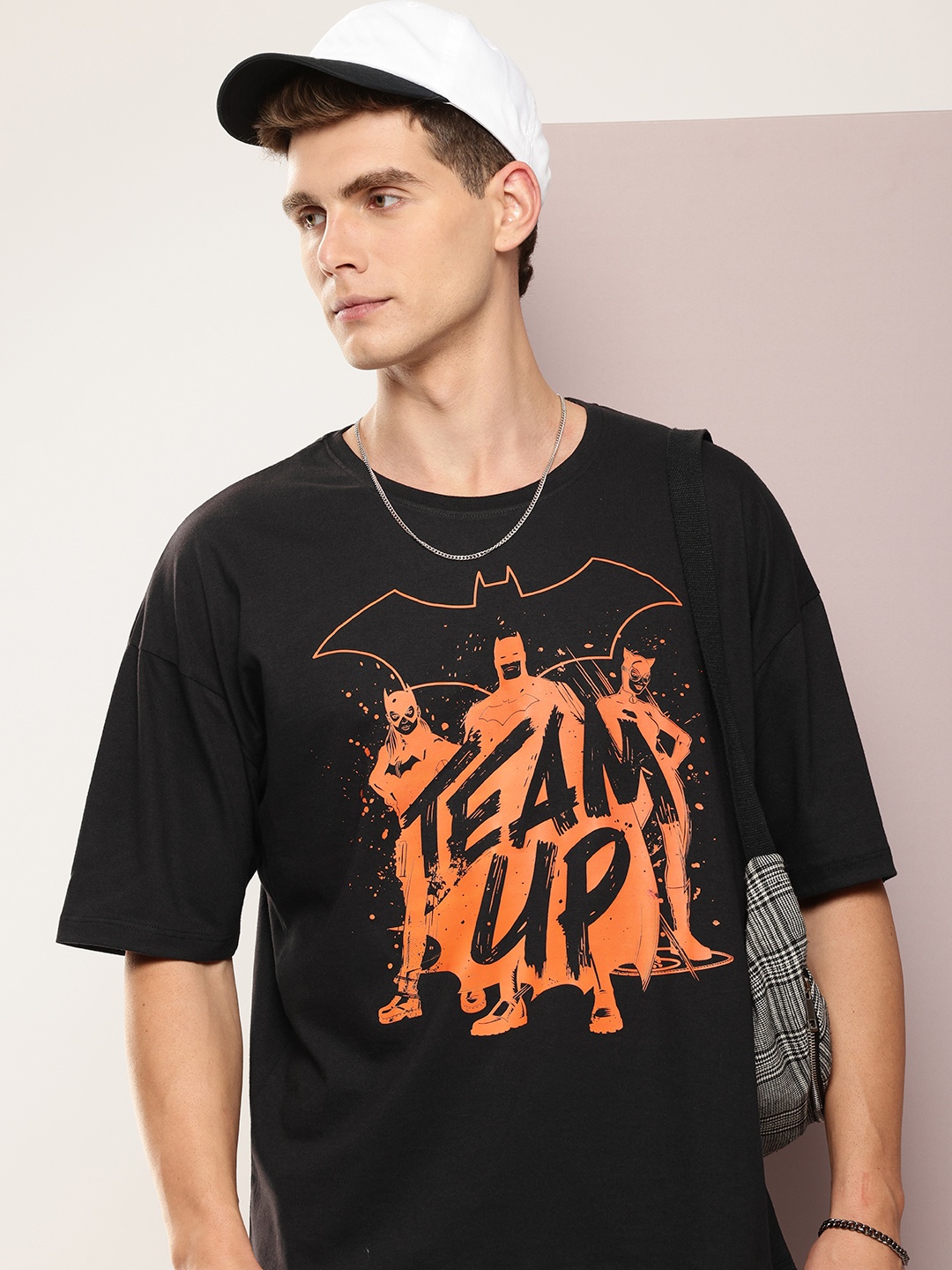 

Kook N Keech Batman Men Batman Printed Oversized T-shirt, Black