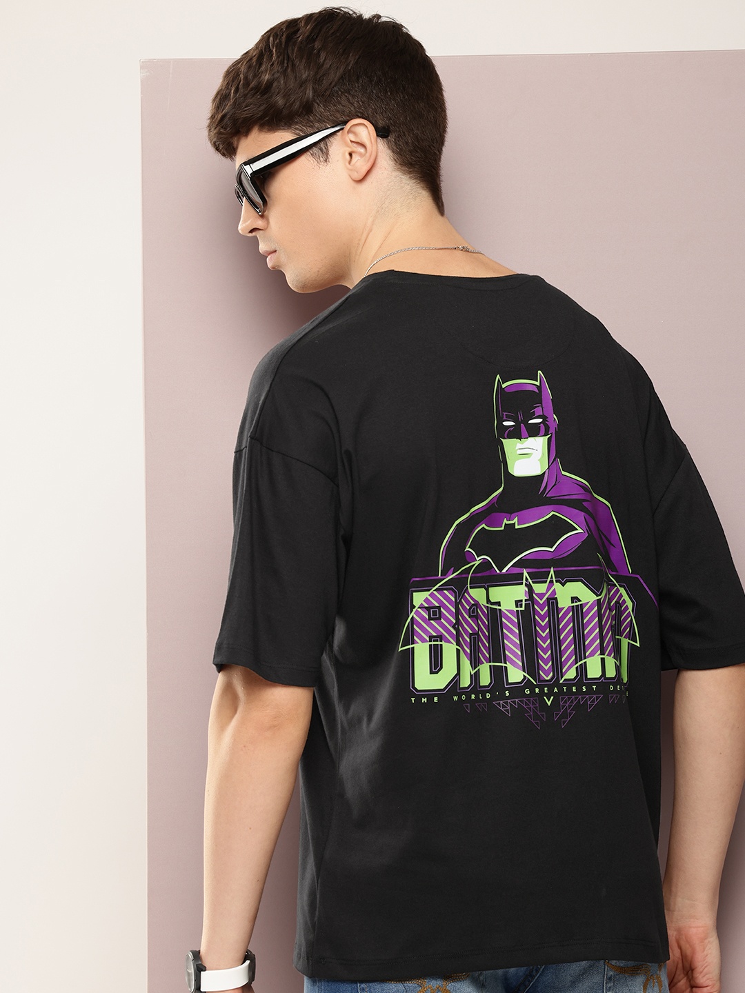 Kook N Keech Batman Men Batman Printed Oversized T-shirt, Black