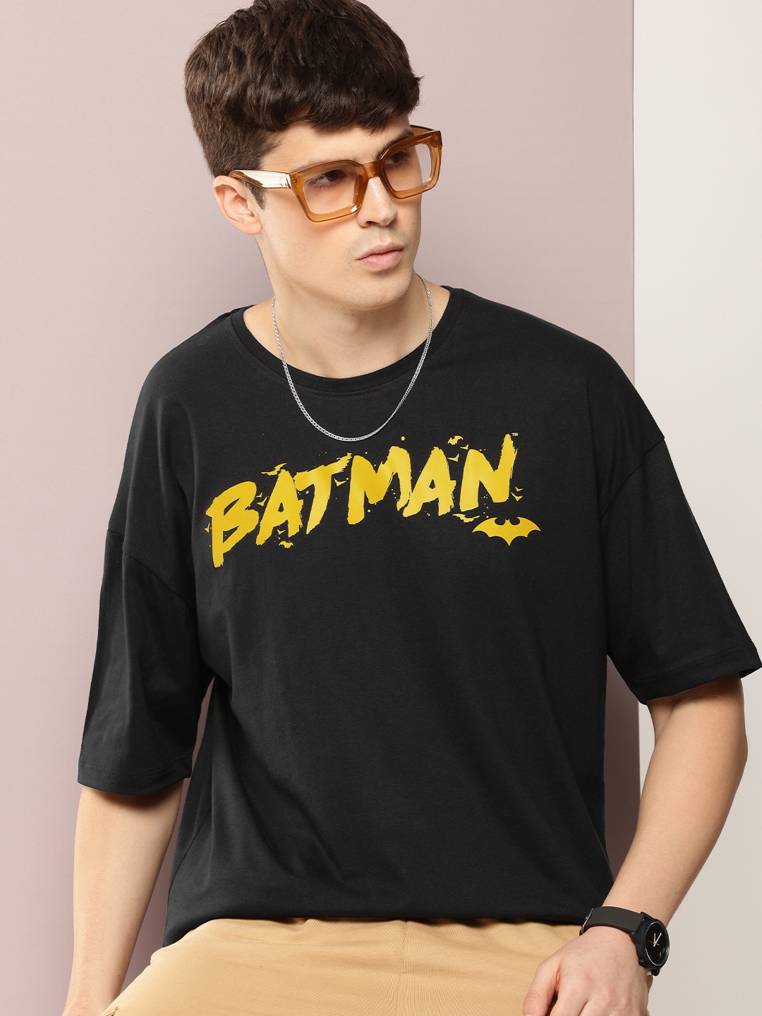

Kook N Keech Batman Men Typography Batman Printed Oversized T-shirt, Black