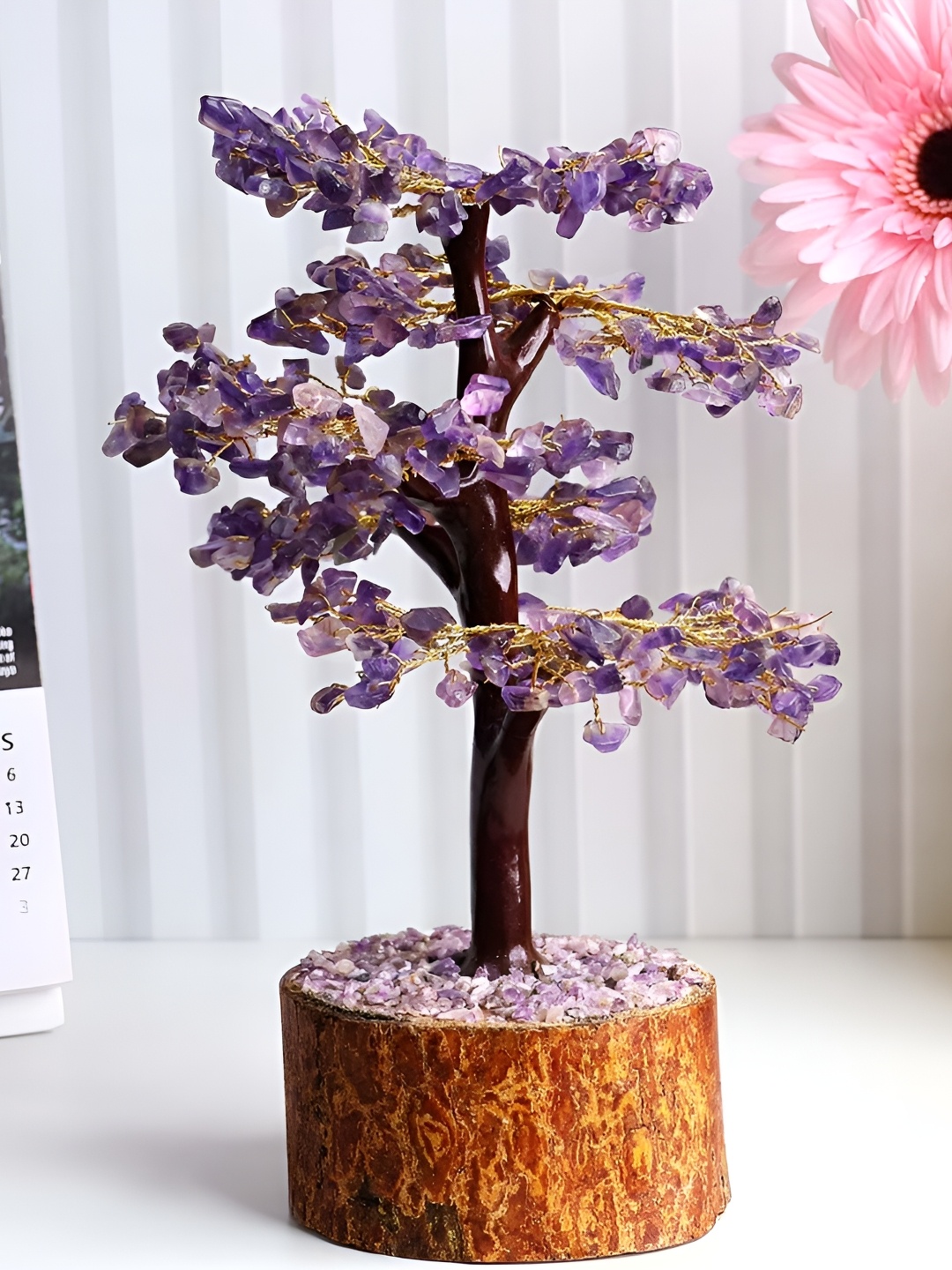 Shubhanjali Amethyst Crystal Tree Showpiece, Purple
