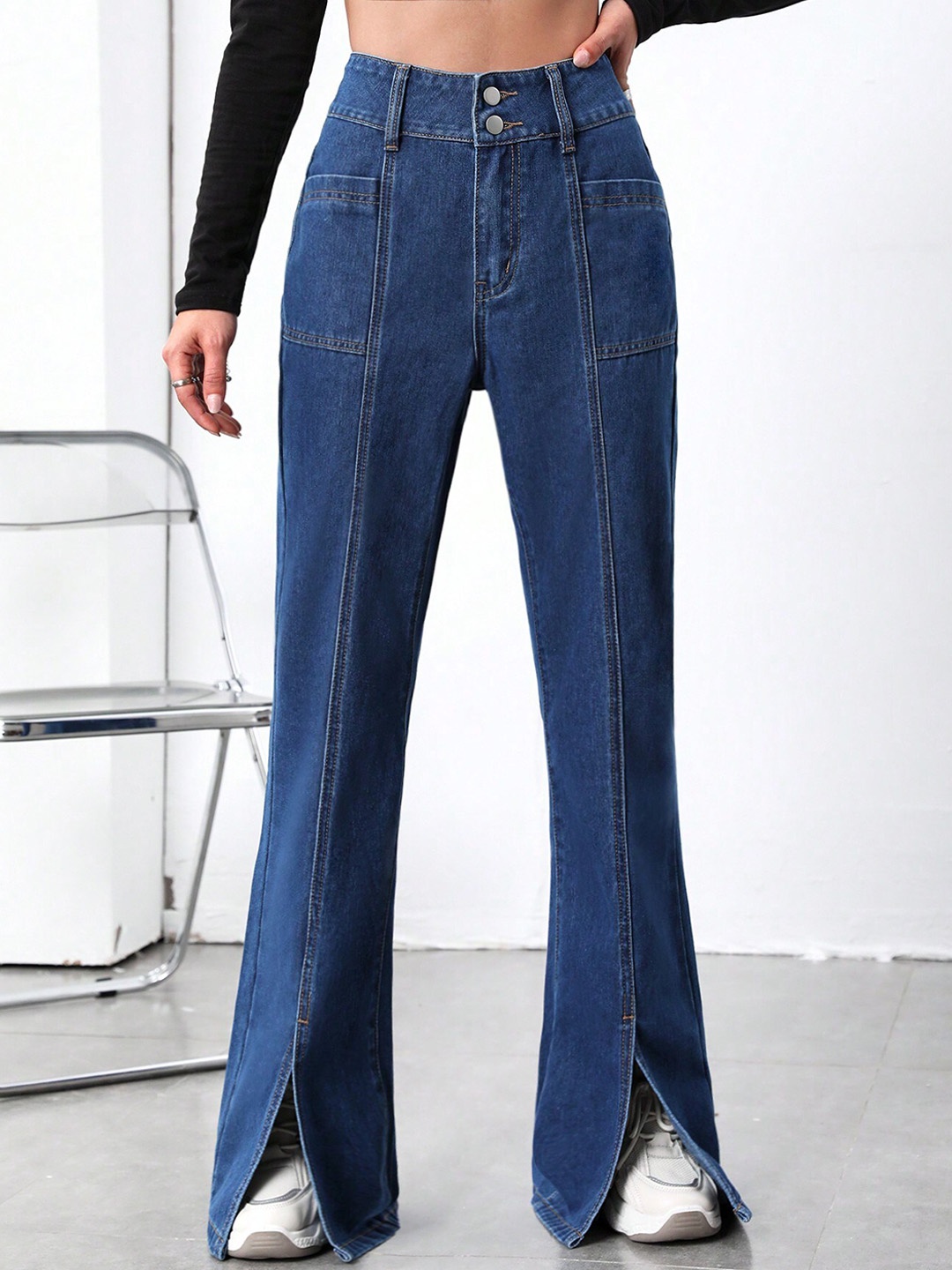 

Stylecast X Kotty Women Flared High-Rise Stretchable Jeans, Blue