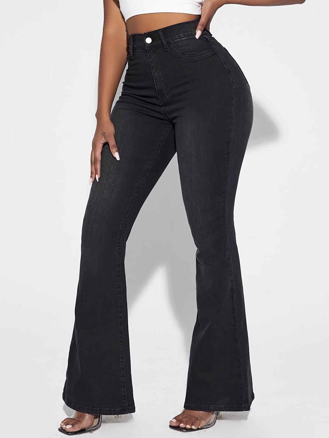 

Stylecast X Kotty Women Bootcut High-Rise Stretchable Jeans, Black