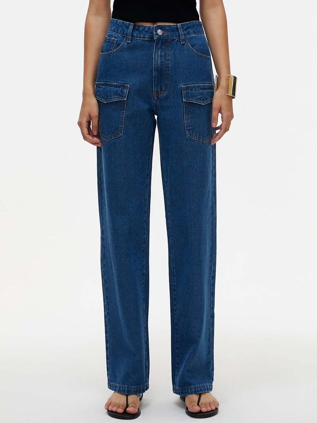 

Stylecast X Kotty Women Straight Fit High-Rise Stretchable Jeans, Blue