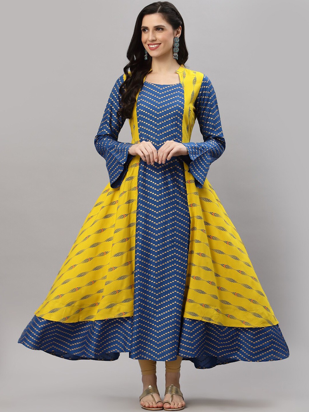 

KALINI Geometric Printed Anarkali Kurta, Blue