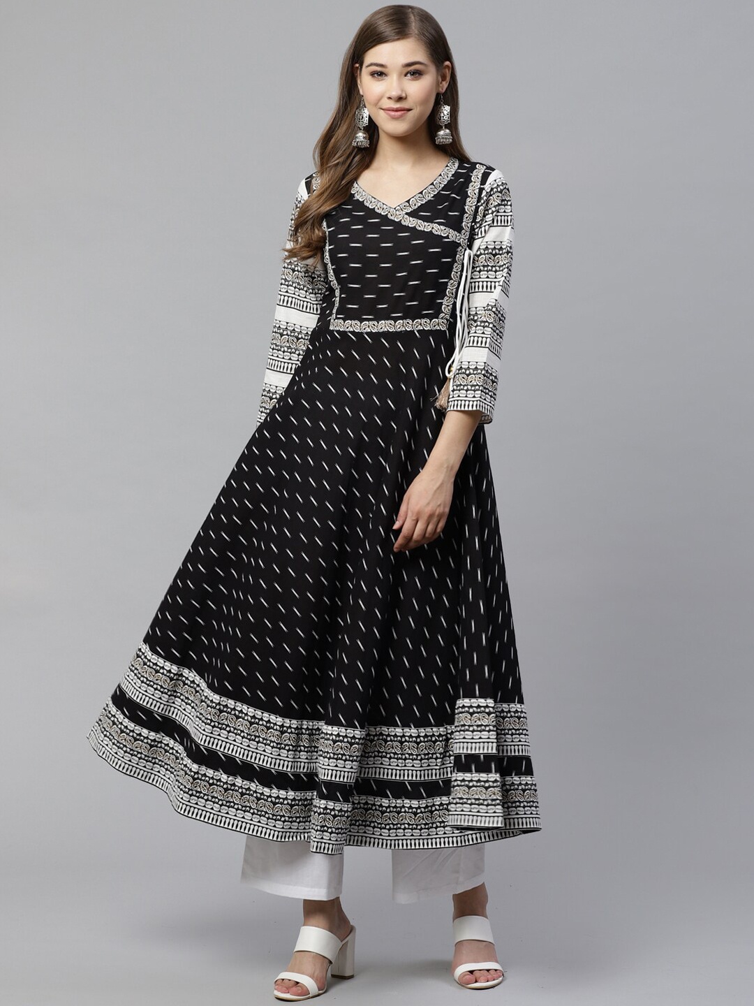 

KALINI Yoke Design Anarkali Kurta, Black