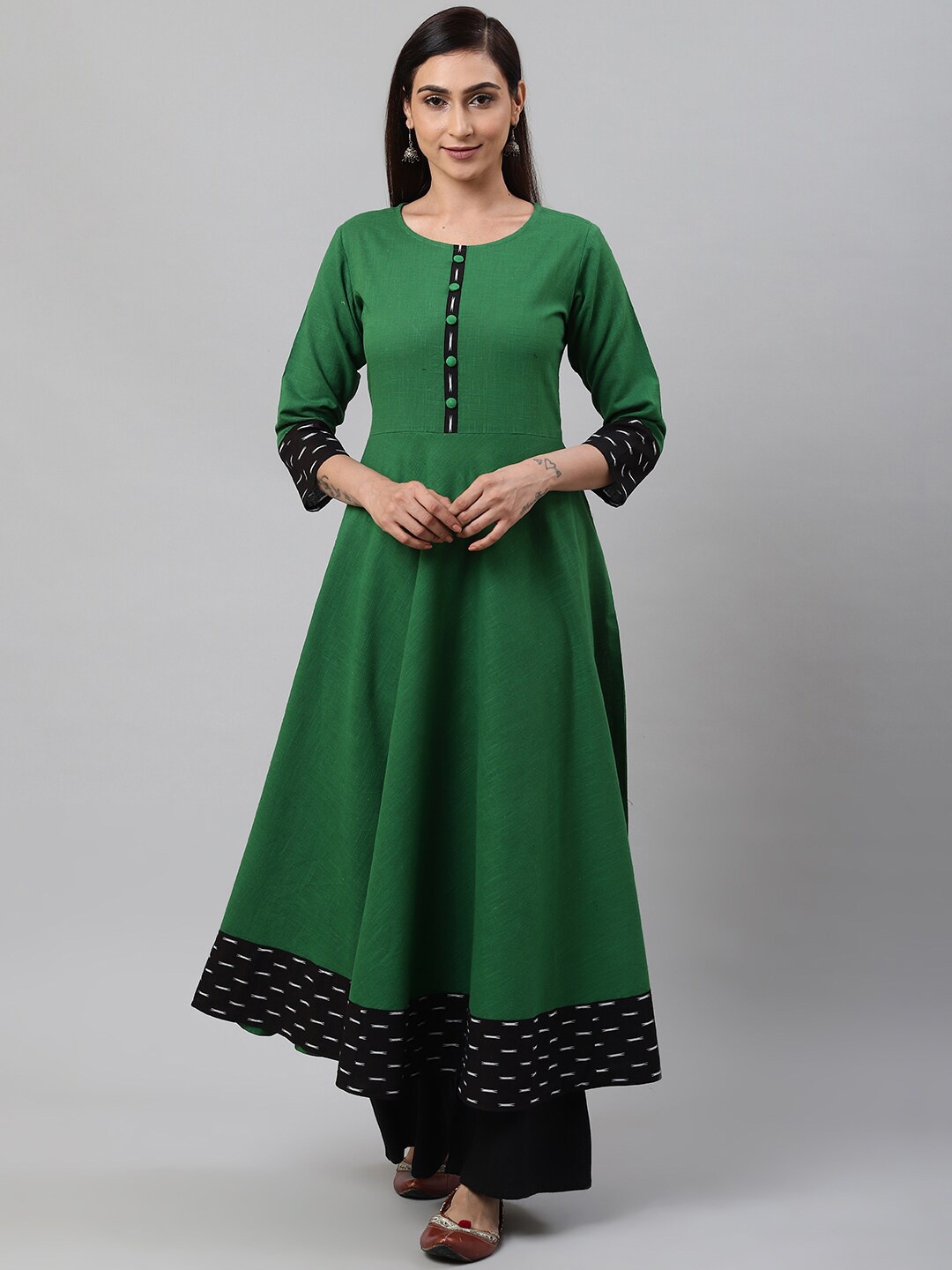 

KALINI Geometric Sequinned Kurta, Green