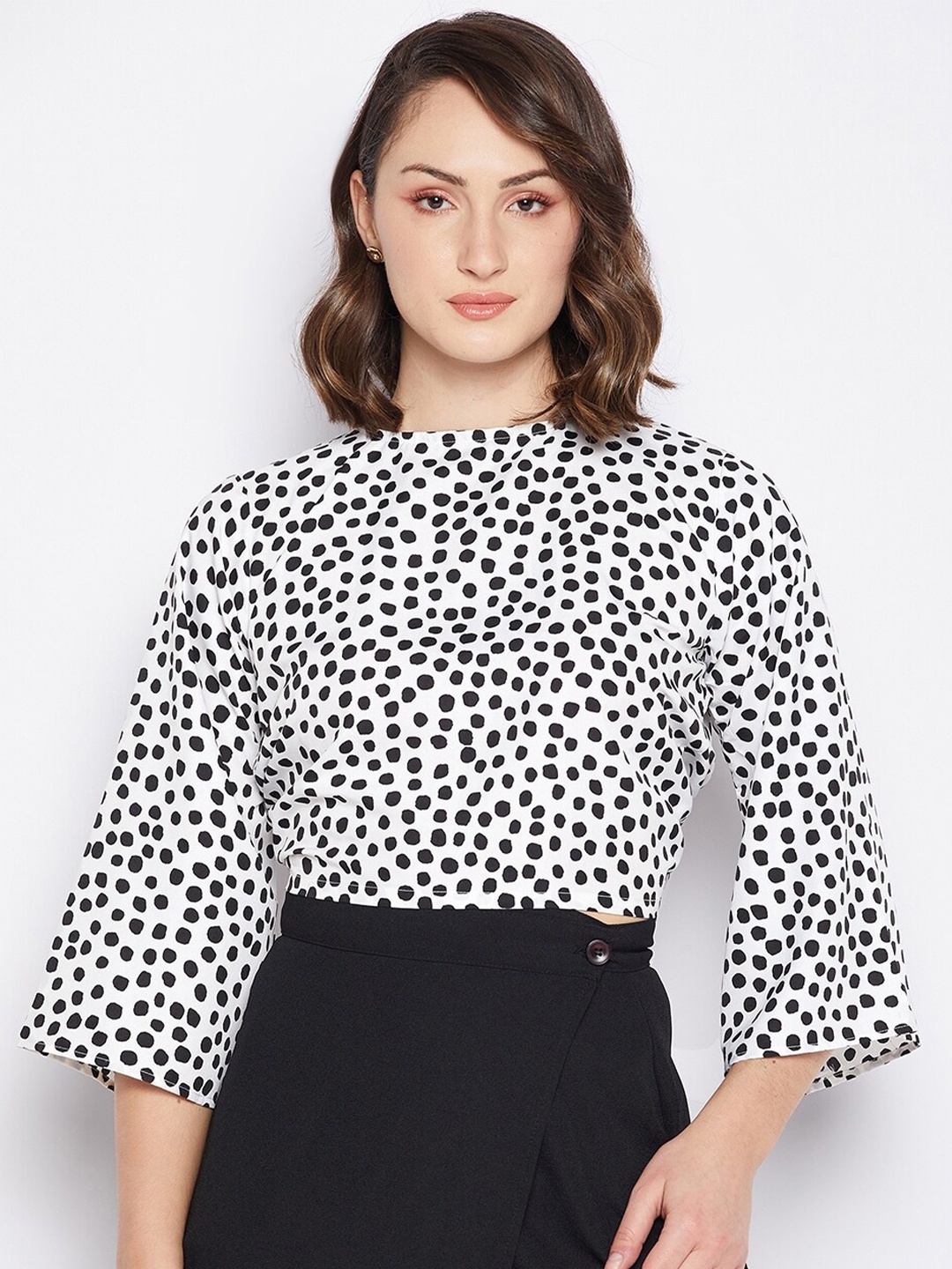 

Fashfun Animal Skin Printed Tie-Ups Top, White