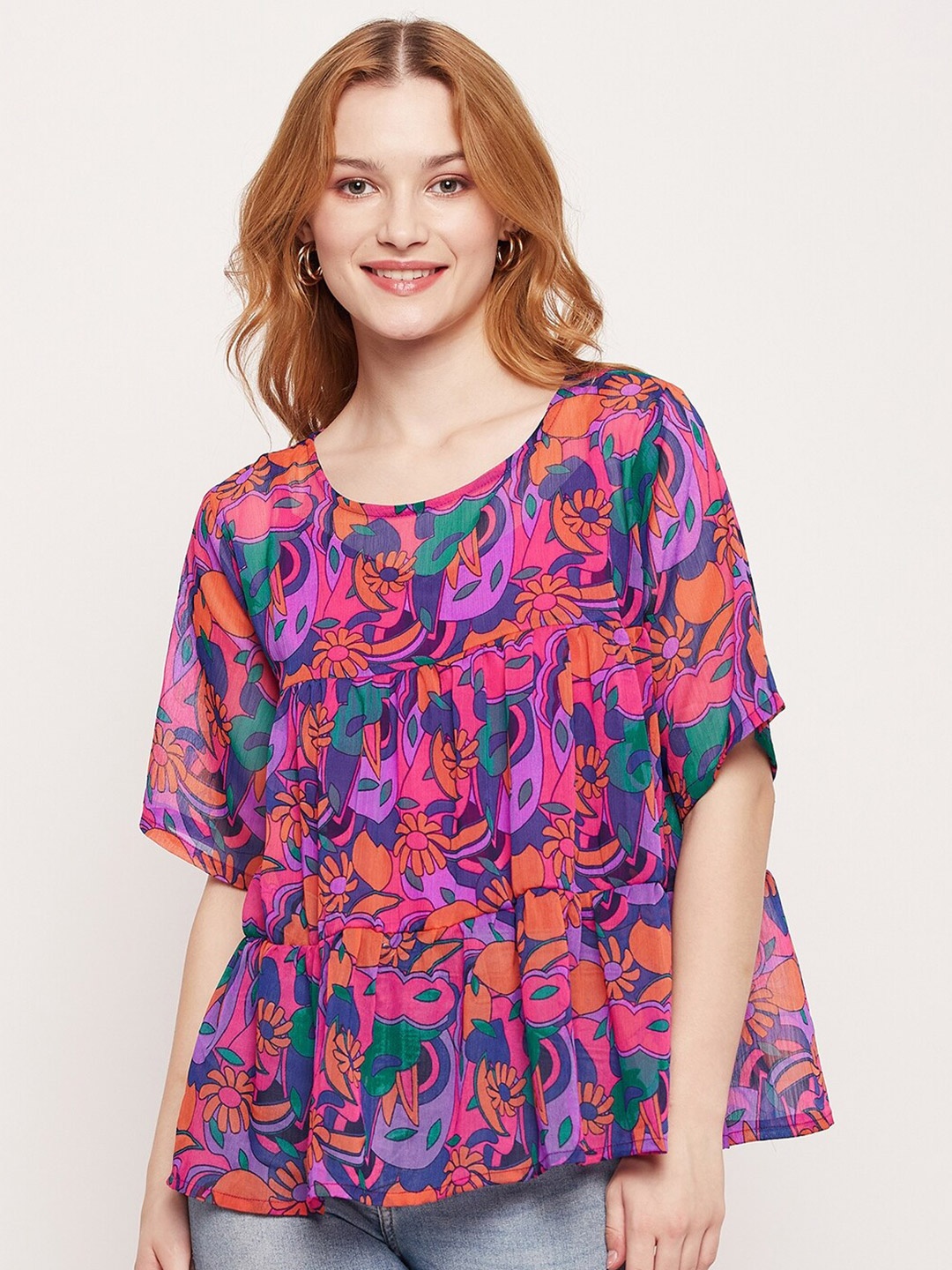 

Fashfun Floral Printed Chiffon Top, Purple
