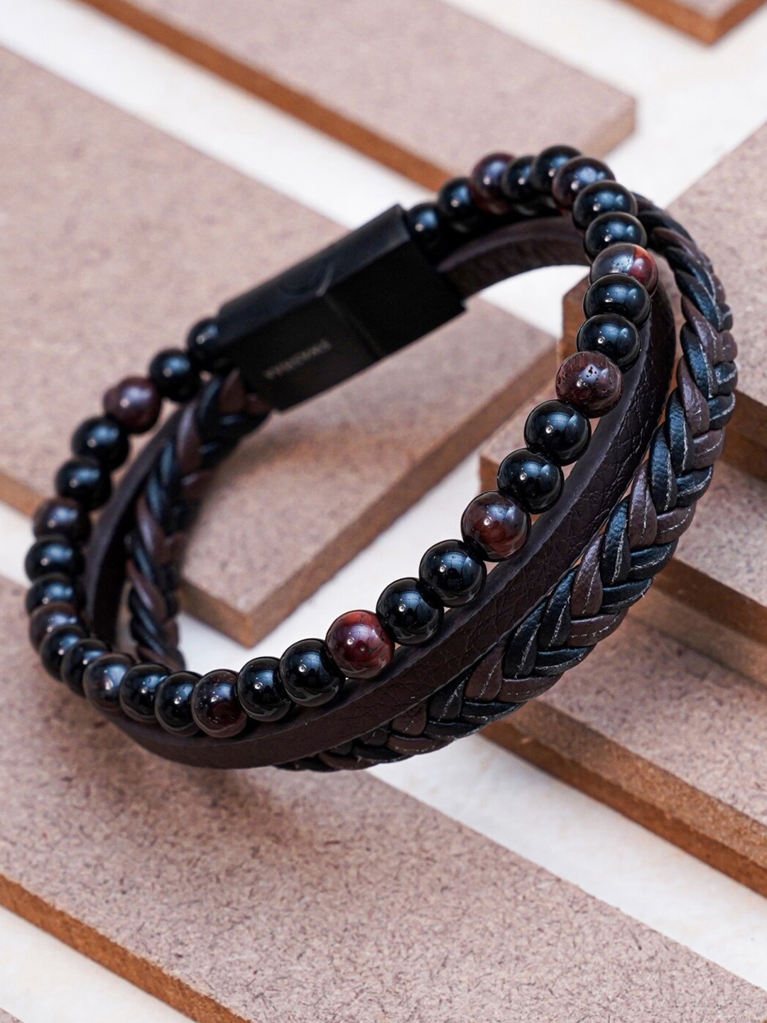 

SWASHAA Men Leather Wraparound Bracelet, Brown