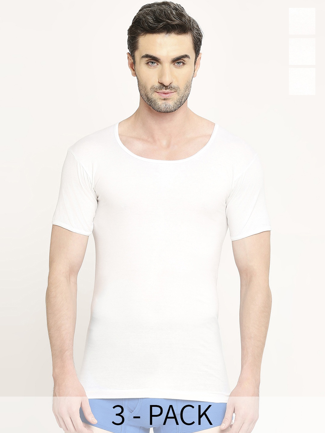 

VIP Pack of 3 Cotton Innerwear Vests VP-MI-VS-SPWRS-10P-PO3-100, White