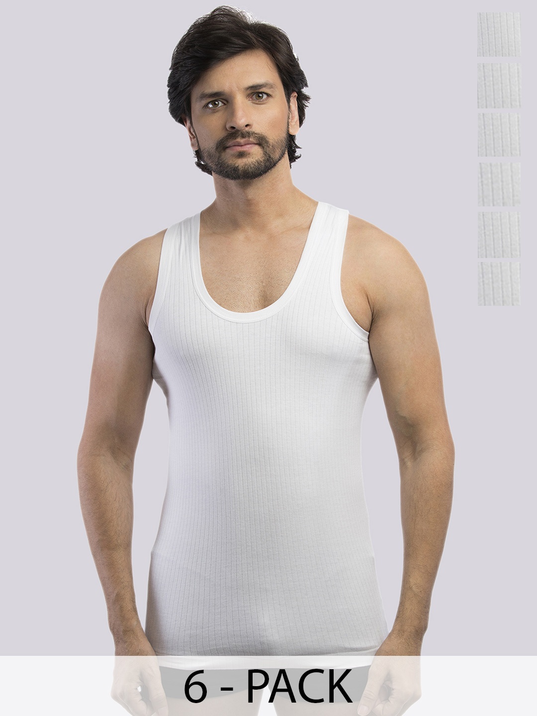 

VIP Pack Of 6 flexible Pure Cotton Basic Innerwear Vests, White