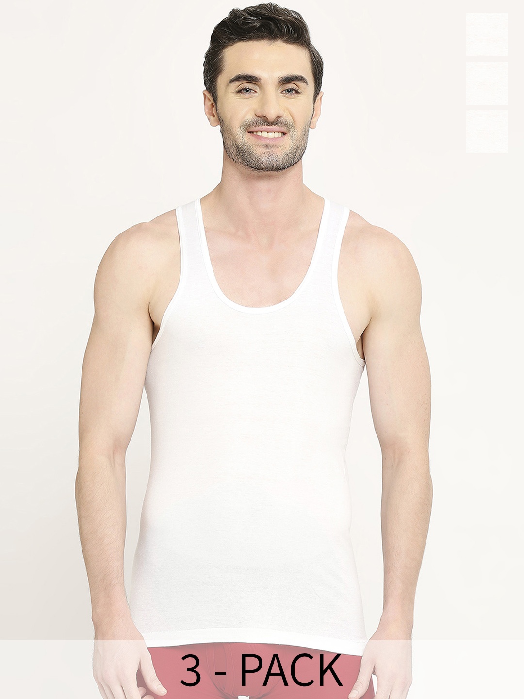 

VIP Pack Of 3 Cotton Undershirt Vests VP-MI-VS-SPWRN-10P-PO3-75, White