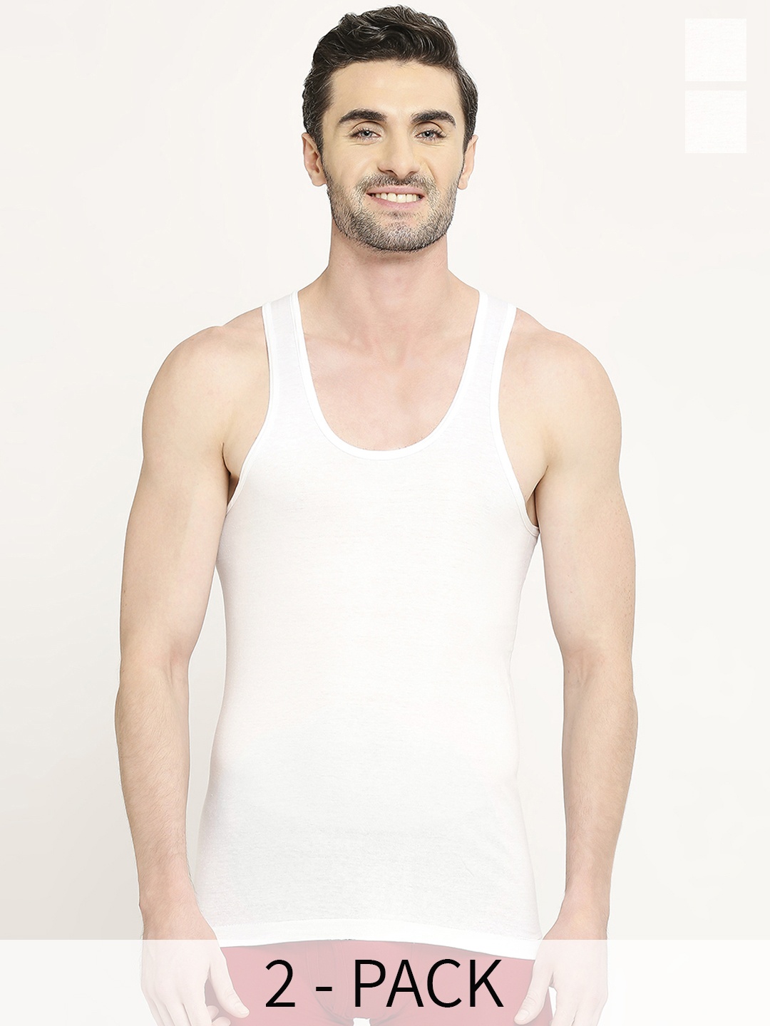 

VIP Pack Of 2 Moisture Absorbent Pure Cotton Basic Innerwear Vests, White