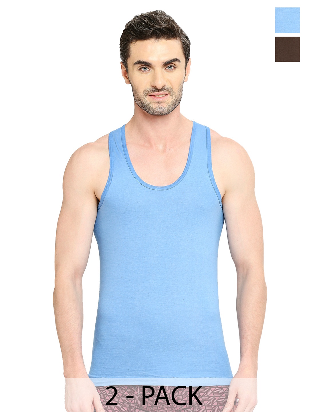 

VIP Men Pack of 2 Assorted Cotton Innerwear Vests VP-MI-VS-SPCRN-10P-PO2-110