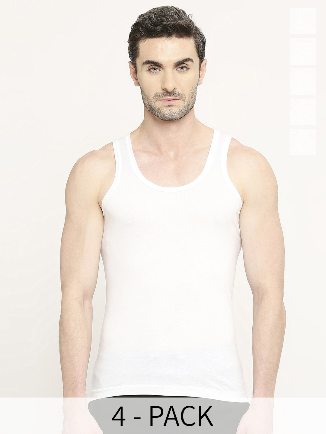 

VIP Pack Of 4 Snug Fit Pure Cotton Innerwear Vests VP-MI-VS-PRRN-10P-PO4-95, White
