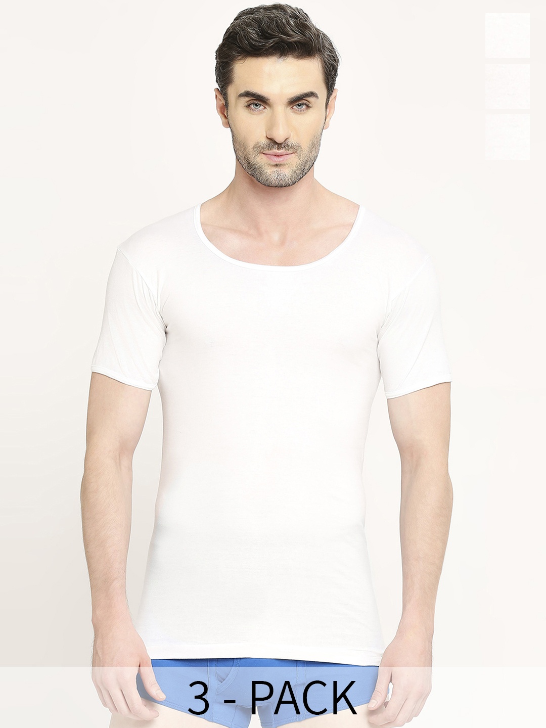 

VIP Pack Of 3 flexible Pure Cotton Undershirt Innerwear Vests, White