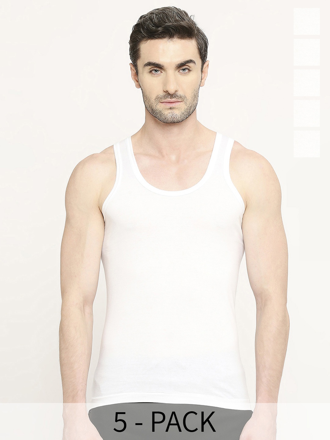 

VIP Pack Of 5 skin breathe Premium Cotton Basic Innerwear Vest, White