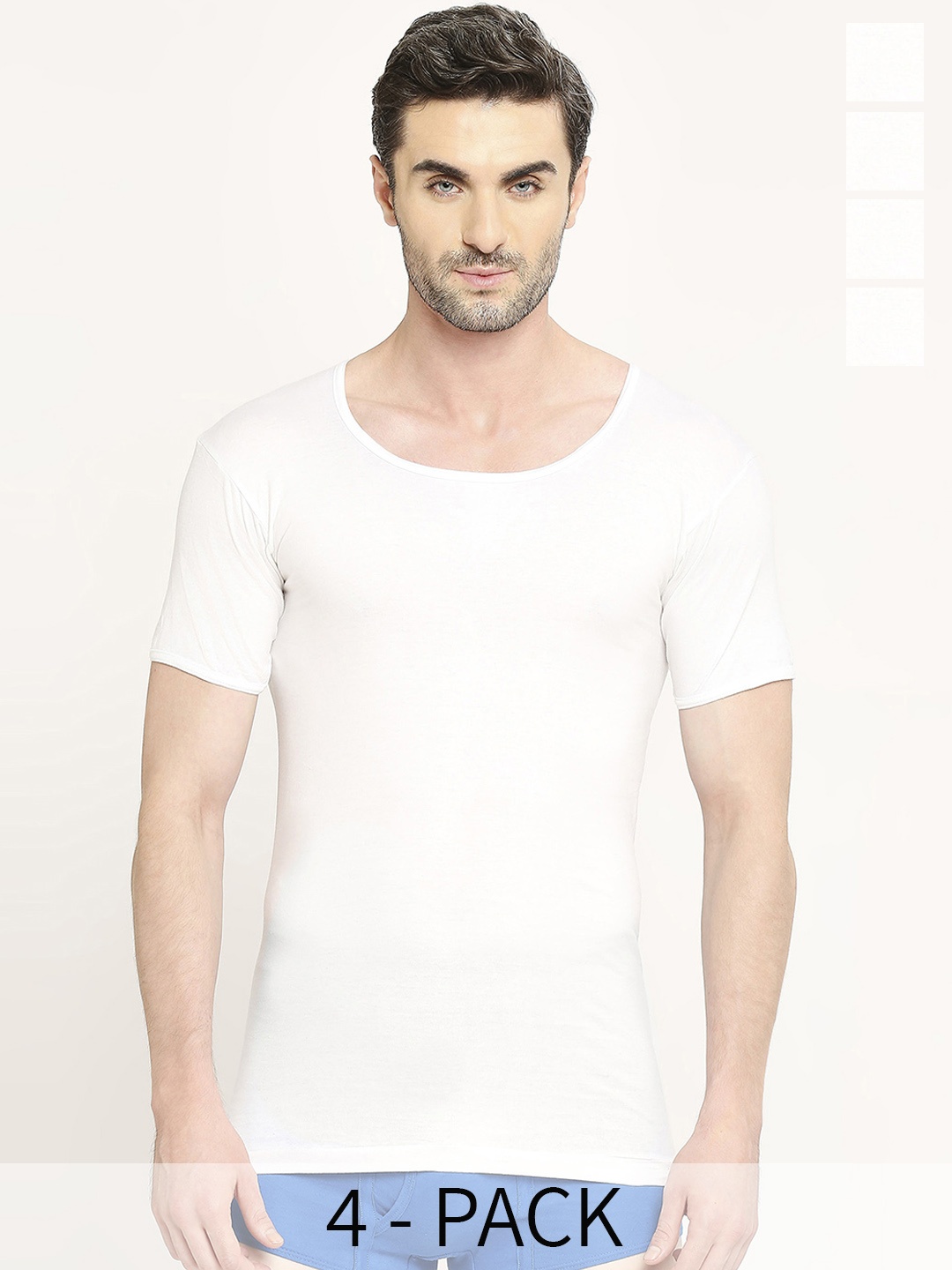 

VIP Pack Of 4 Flexible Pure Cotton Undershirt Innerwear Vests, White