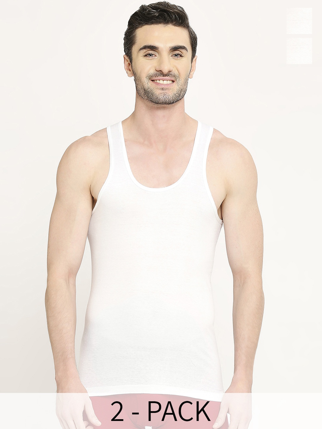 

VIP Pack Of 2 Moisture Absorbent Pure Cotton Basic Innerwear Vests, White