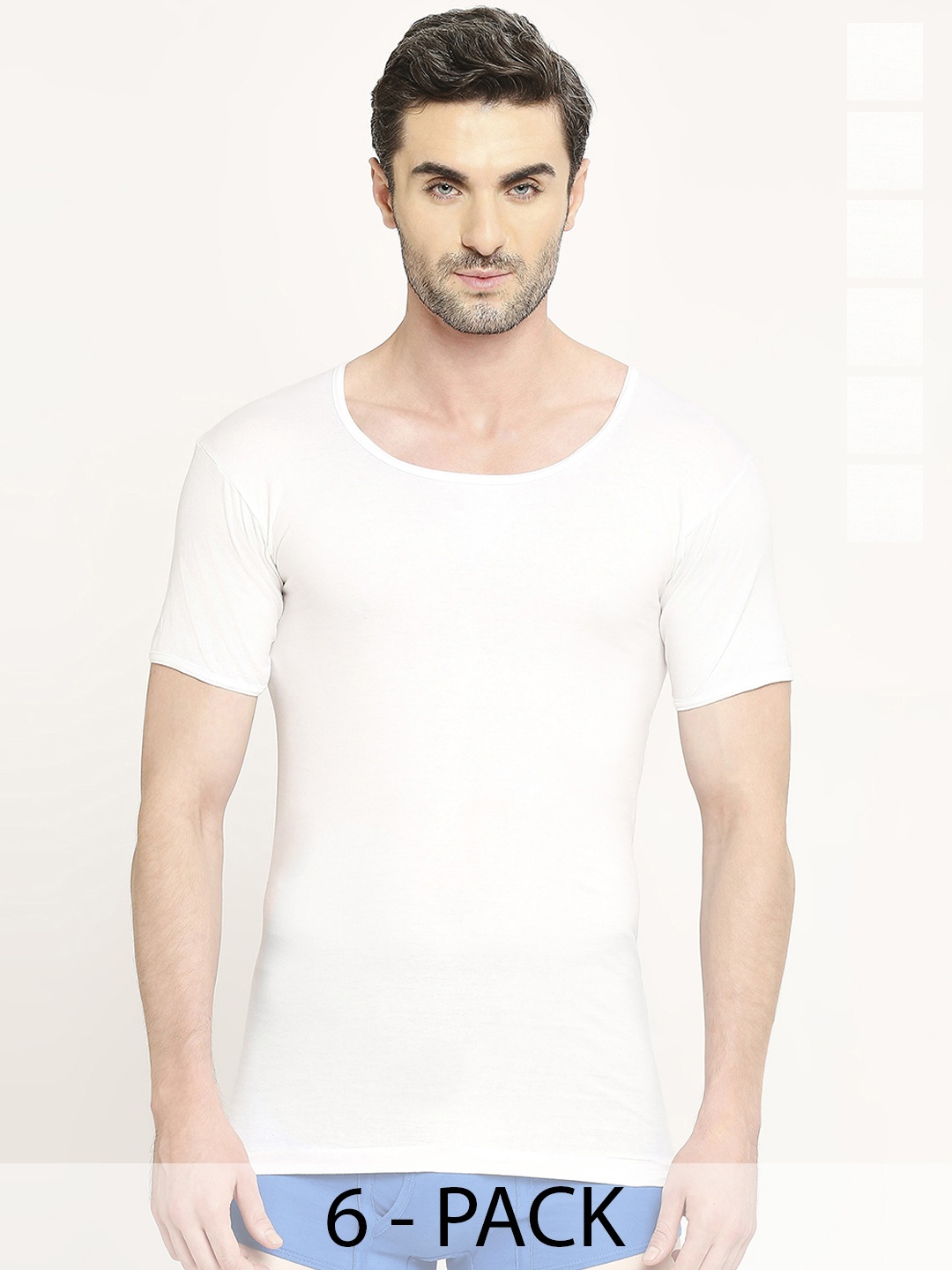 

VIP Pack Of 6 Pure Cotton Innerwear Vests- VP-MI-VS-SPWRS-10P-PO6-80, White