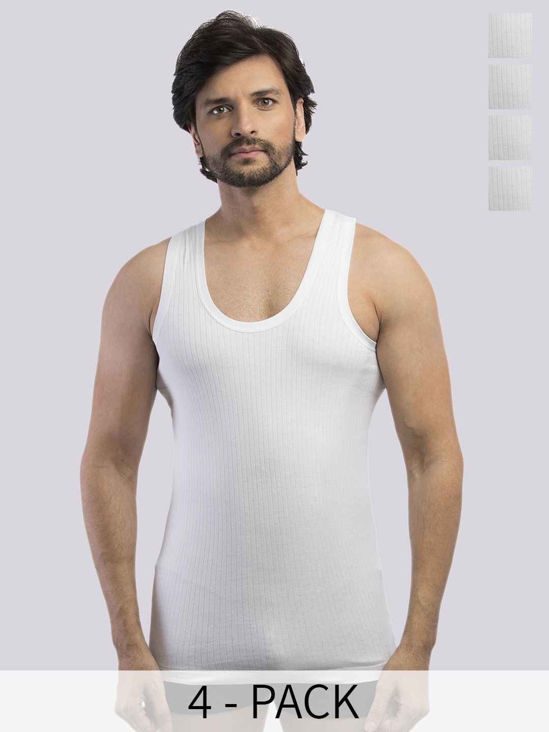 

VIP Pack Of 4 Sweat-Absorbing Pure Cotton Basic Innerwear Vests, White