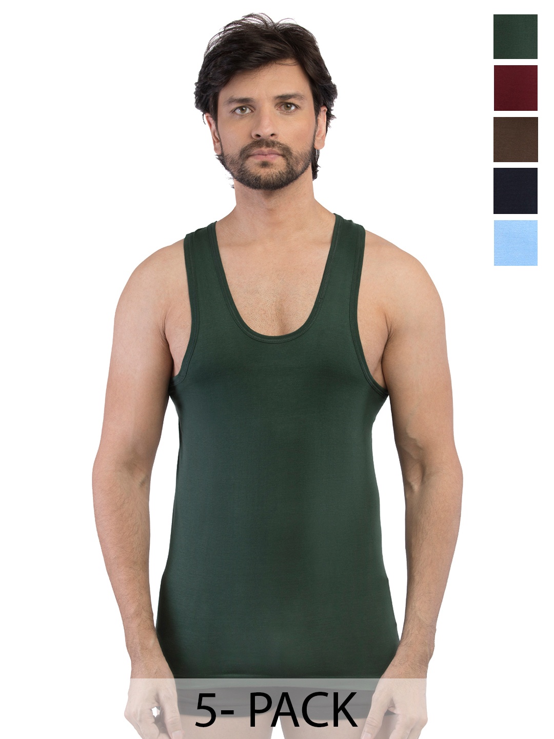 

VIP Pack Of 5 Assorted Pure Cotton Round Neck Innerwear Vests VP-MI-VS-SPCRN-10P-PO5-110
