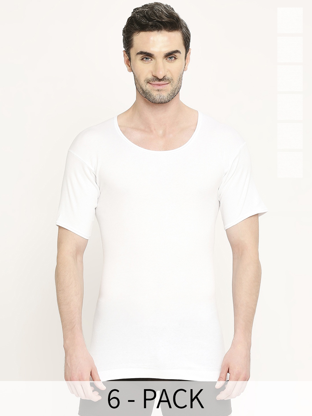 

VIP Pack Of 6 Moisture Absorbent Pure Cotton Undershirts Innerwear Vests, White
