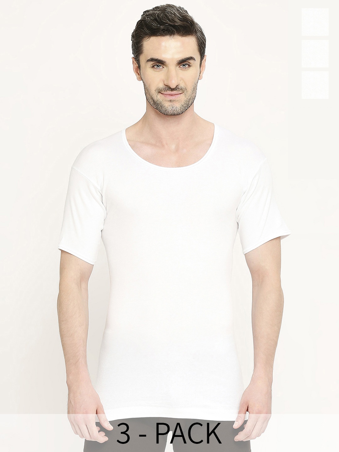 

VIP Pack Of 3 Pure Cotton Innerwear Vests VP-MI-VS-NWBRS-10P-PO3-95, White