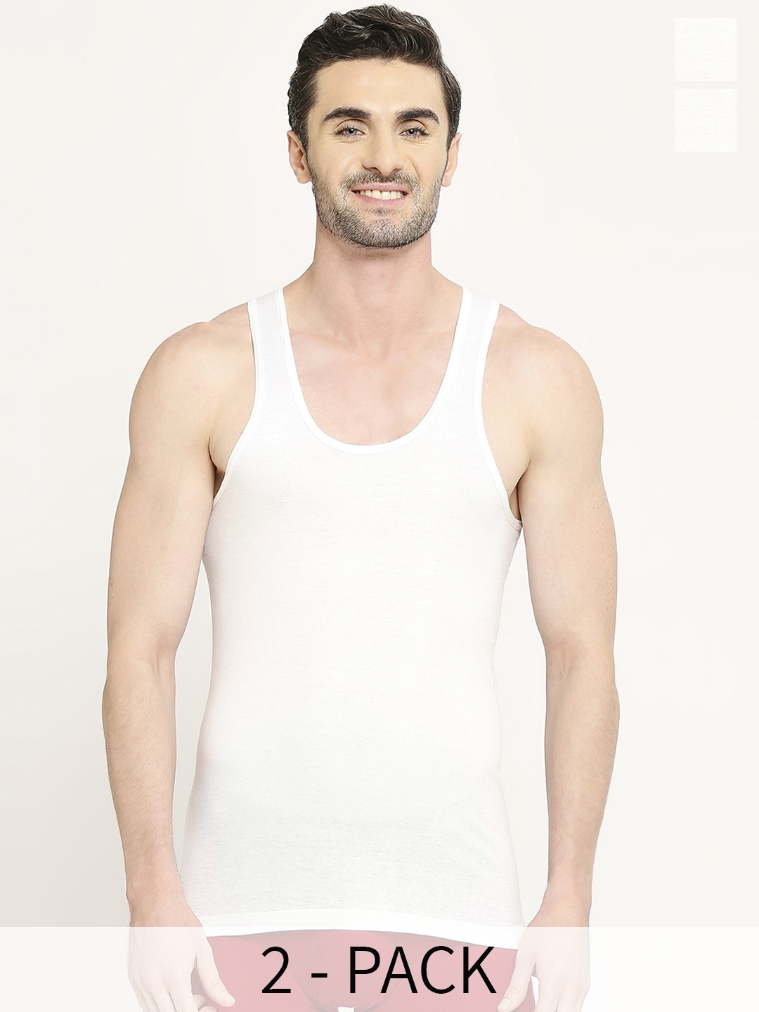 

VIP Pack Of 2 Moisture Absorbent Pure Cotton Basic Innerwear Vest, White
