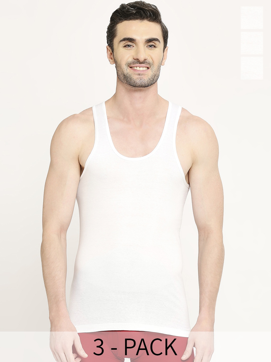 

VIP Pack Of 3 Pure Cotton Innerwear Vests- VP-MI-VS-SPWRN-10P-PO3-80, White