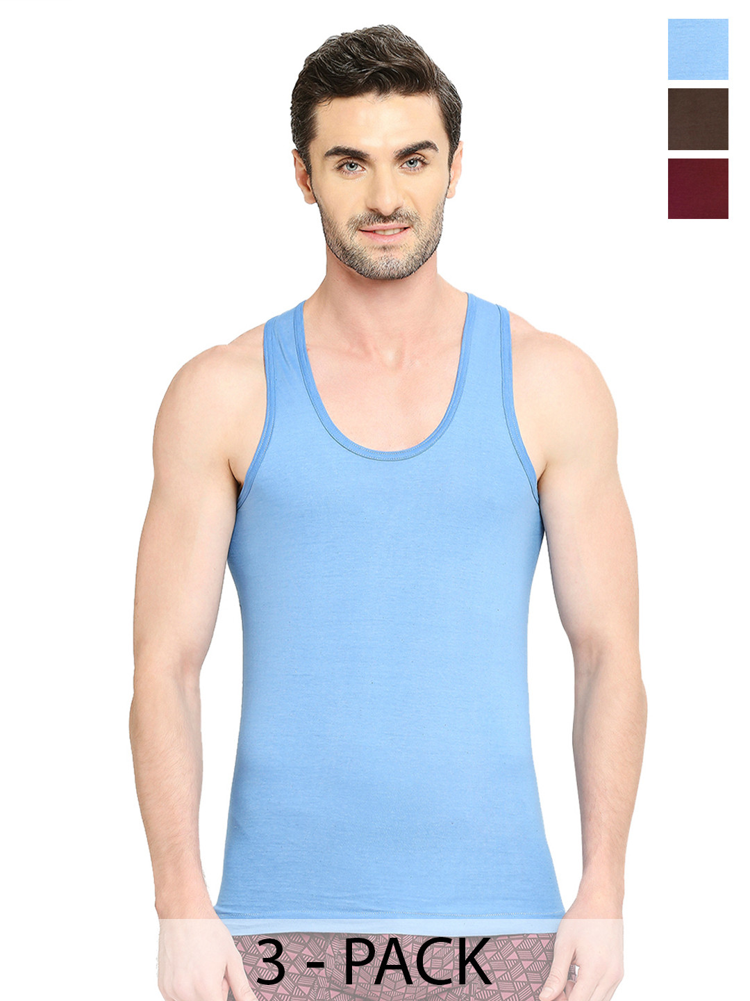 

VIP Pack Of 3 Assorted Pure Cotton Innerwear Vests VP-MI-VS-SPCRN-10P-PO3-75
