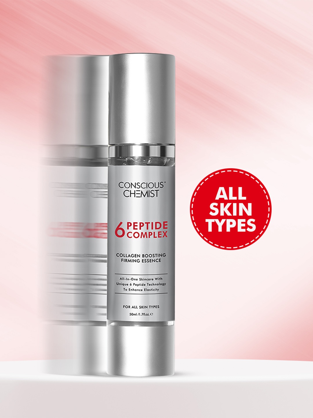 

Conscious Chemist 6 Peptide Complex Collagen Boosting & Firming Essence-50ml, Silver