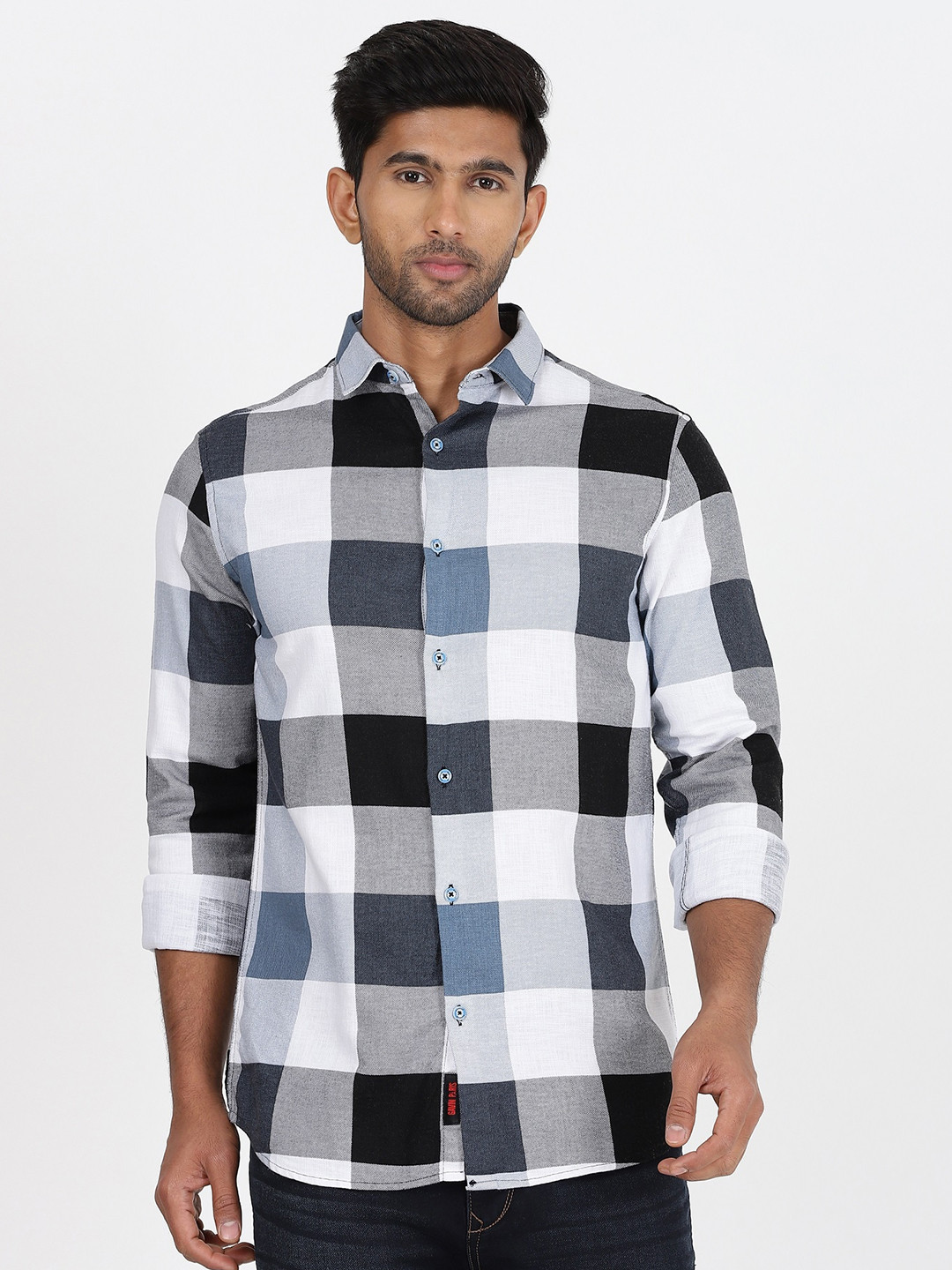 

Gavin Paris Buffalo Checks Cotton Casual Shirt, Grey