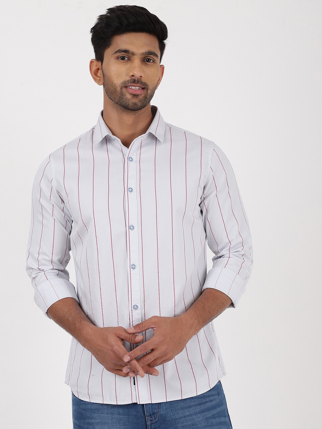 

Gavin Paris Striped Cotton Semiformal Shirt, White