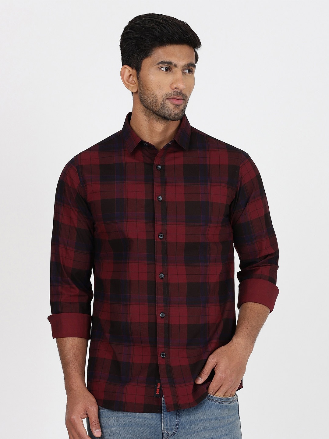 

Gavin Paris Tartan Checks Cotton Casual Shirt, Red