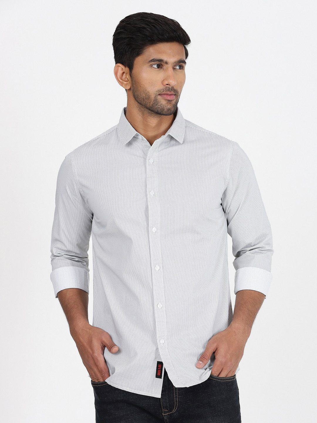 

Gavin Paris Striped Cotton Semiformal Shirt, Blue