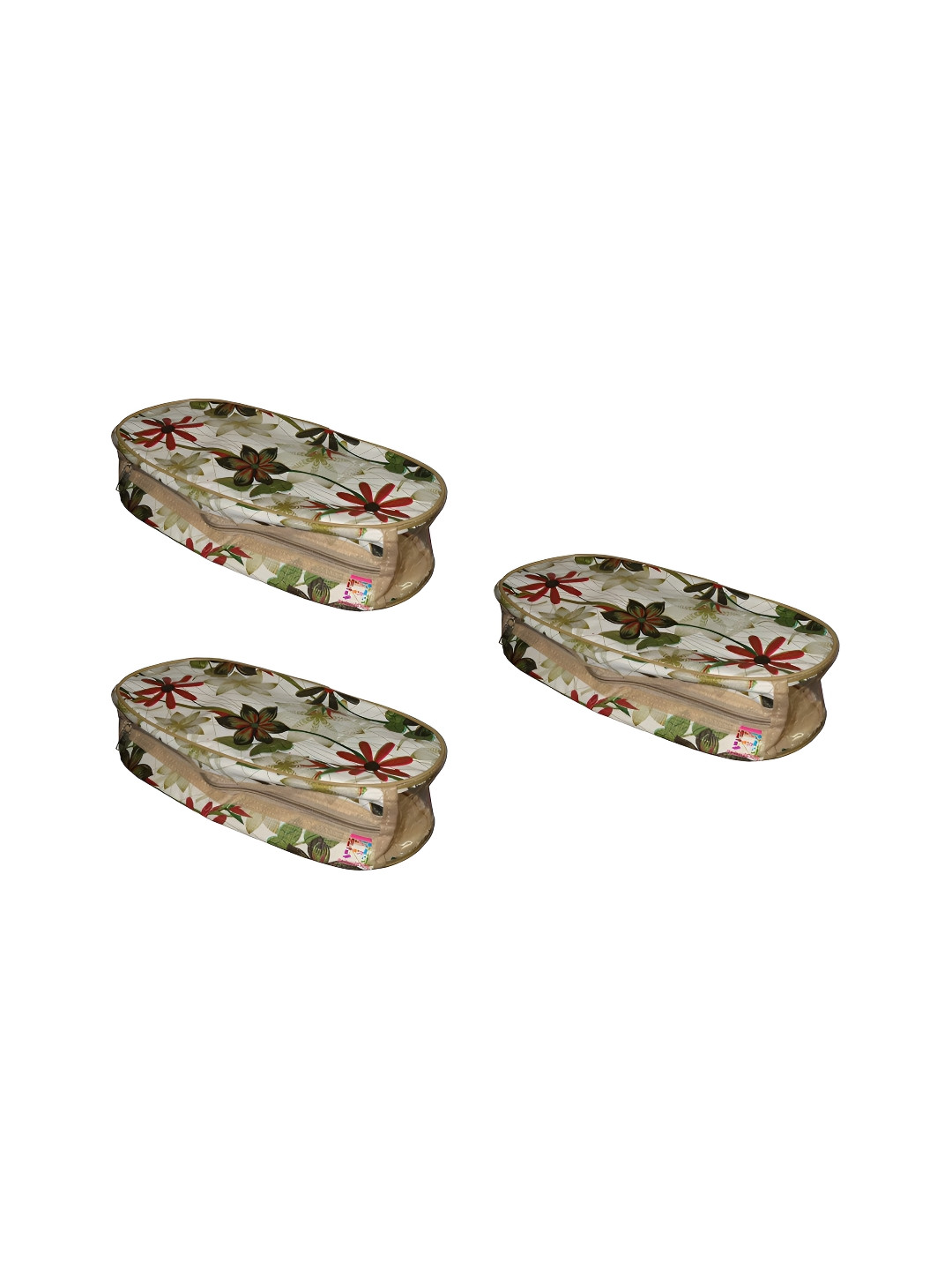 

atorakushon Cream & Red 3 Pieces Reusable Slipper Travel Storage Organisers