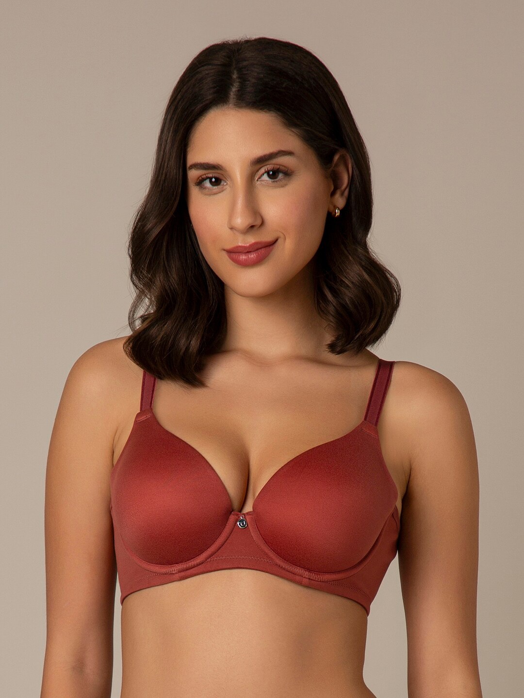 

Amante Full Coverage Underwired Lightly Padded T-shirt Bra All Day Comfort, Brown