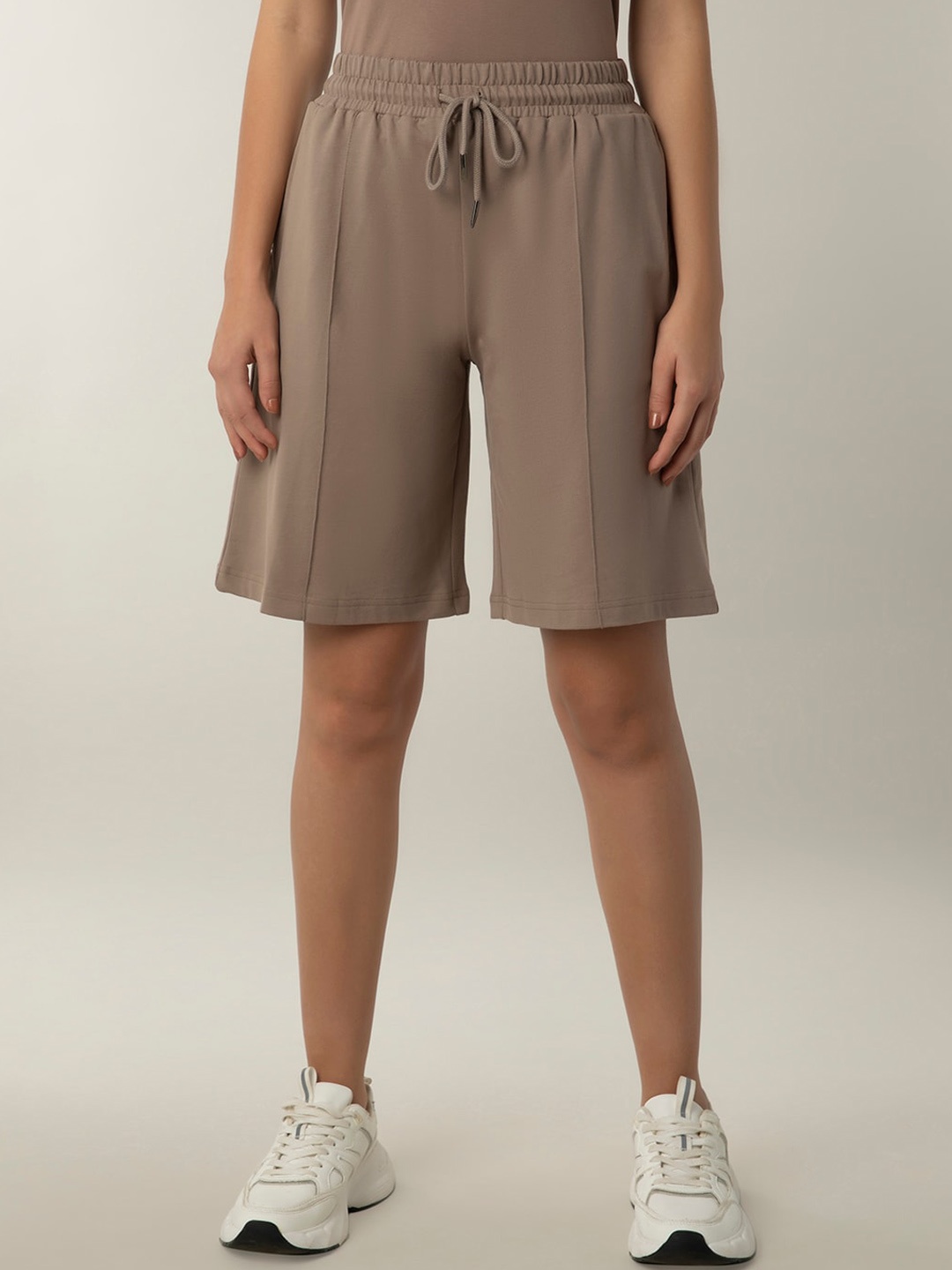 

Amante Women Relaxed Fit Mid-Rise Cotton Running Sports Shorts, Brown