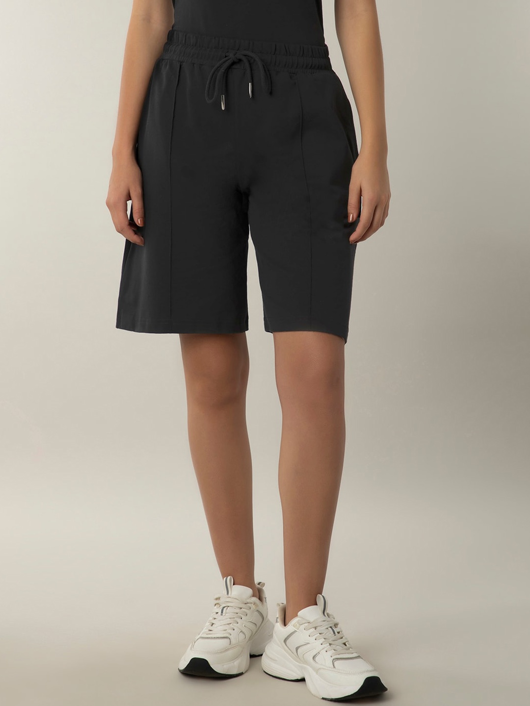 

Amante Women Relaxed Fit Cotton Running Sports Shorts, Black