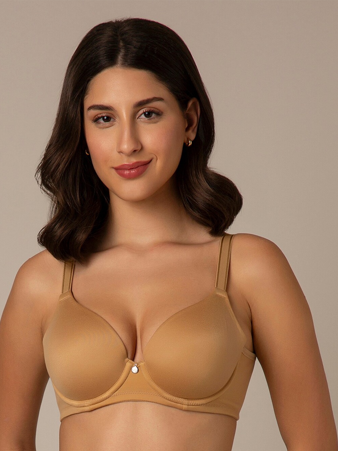 

Amante Padded Wired Full Coverage Underwired Lightly Padded Bra All Day Comfort, Beige