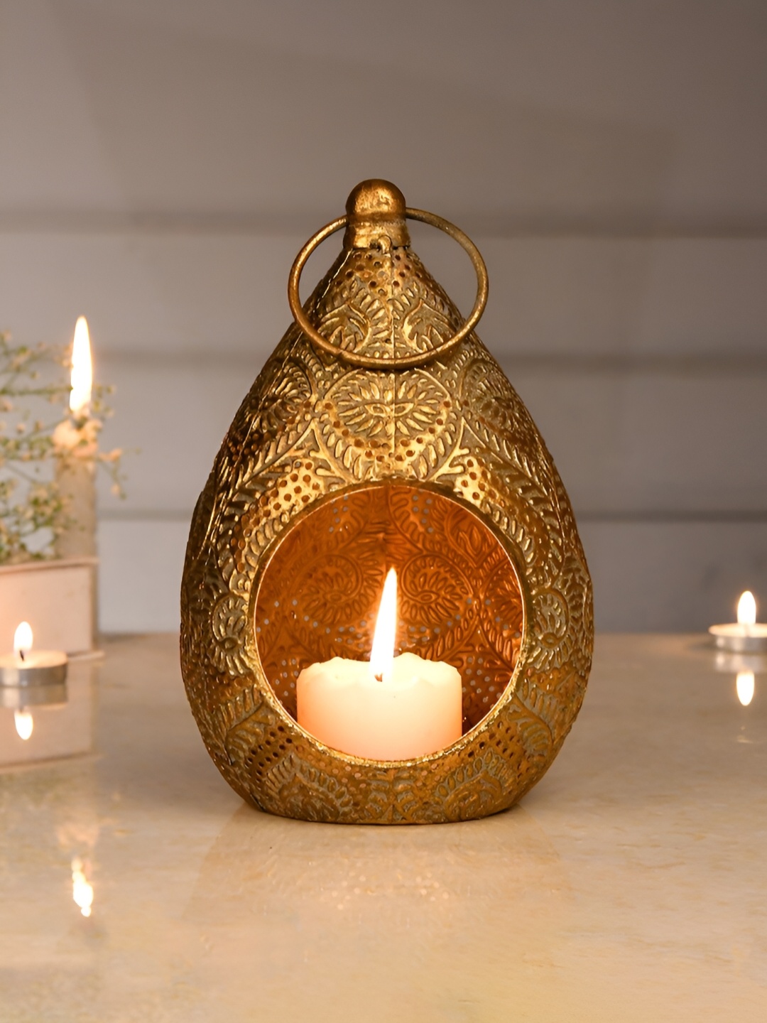 

Aura Gold-Toned Textured Metal Candle Holder