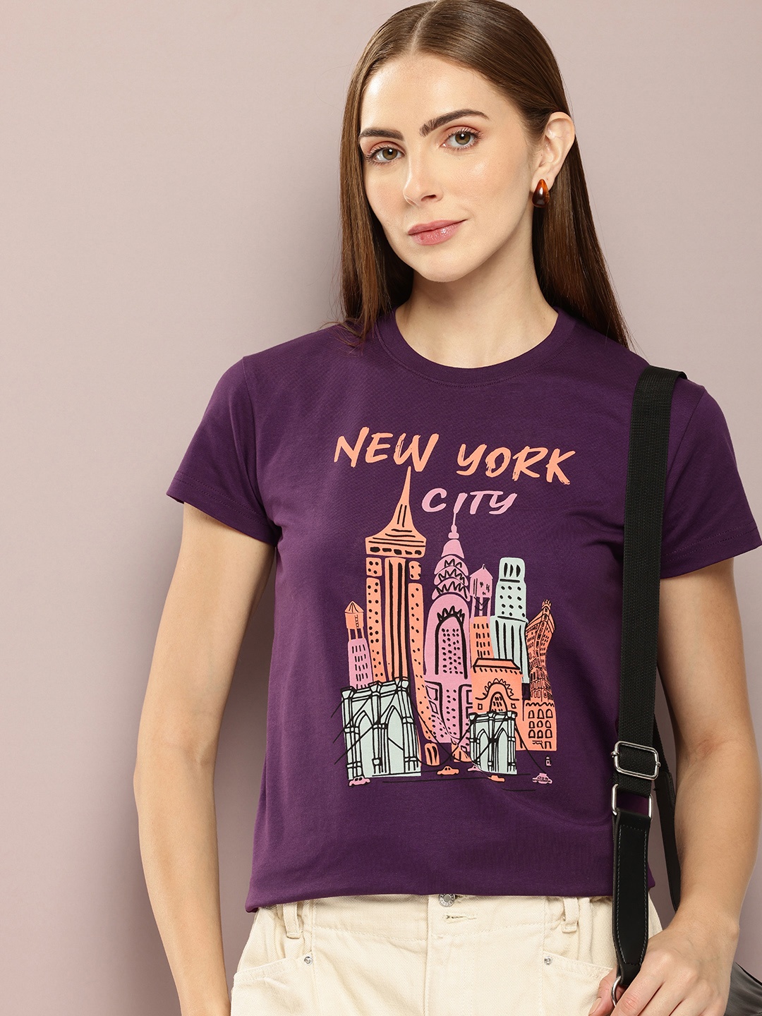 

DILLINGER Women Graphic Printed T-shirt, Purple