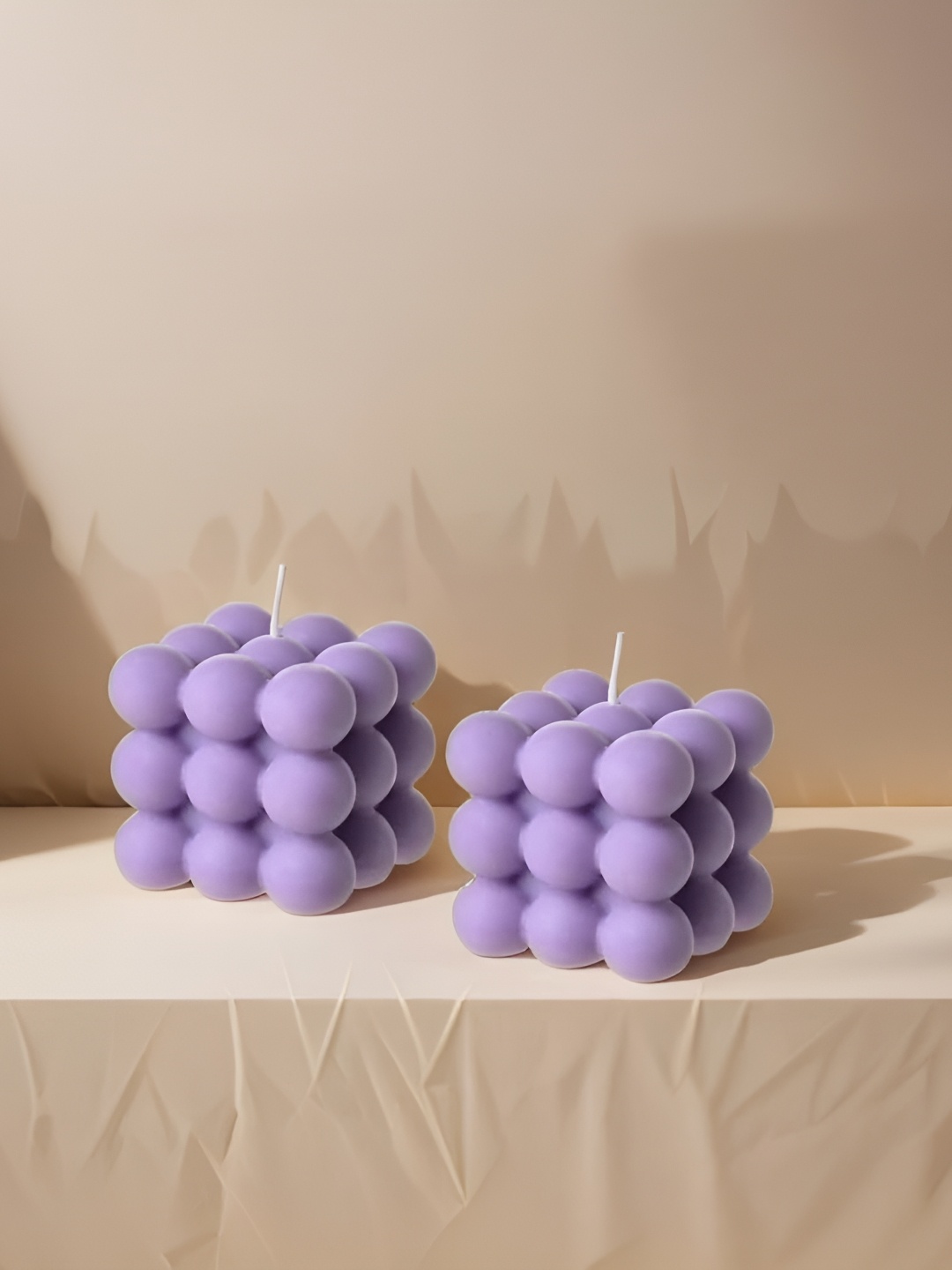 

atorakushon Purple 2 Pieces Bubble Soy Wax Vanilla Scented Pillar Candles