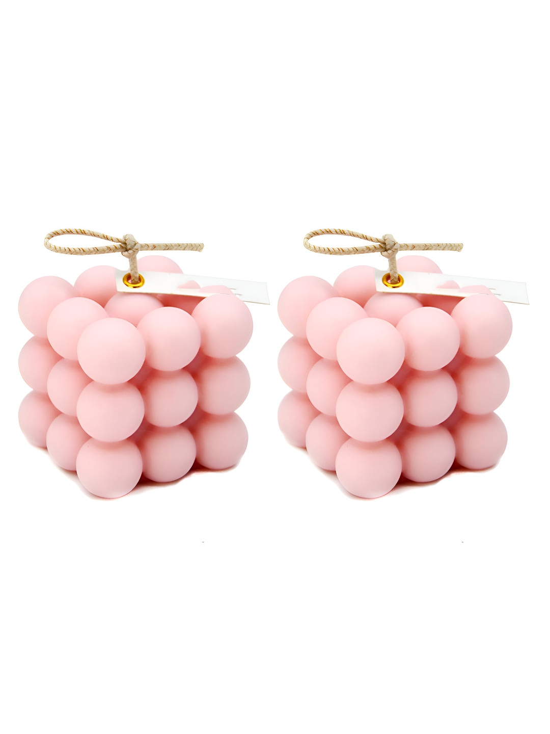 

atorakushon Pink 2 Pieces Bubble Soy Wax Vanilla Scented Pillar Candles